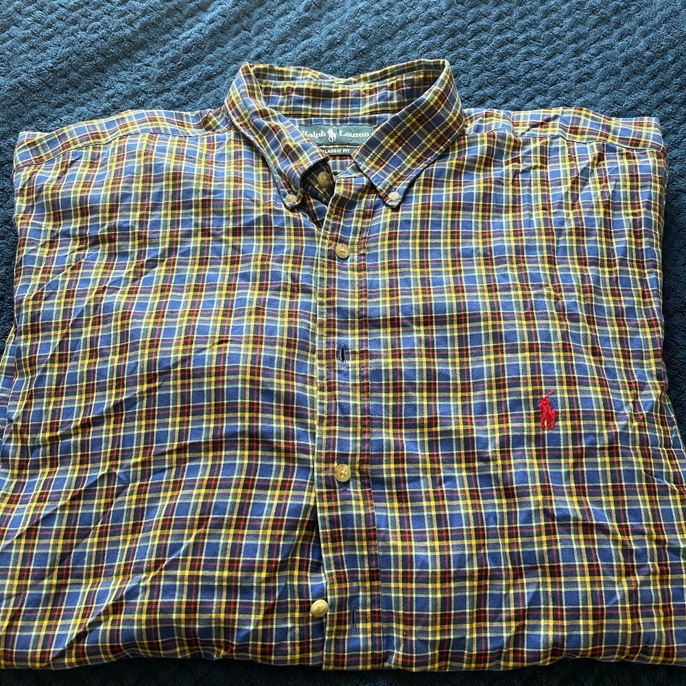 Men's Ralph Lauren Classic Fit Long Sleeved Button Down Dress Shirt Size 2XLT